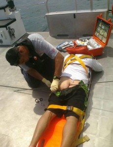 Spear fishing gone WRONG! Not sure how this happened. Spear fishing gone WRONG! Not sure how this happened.